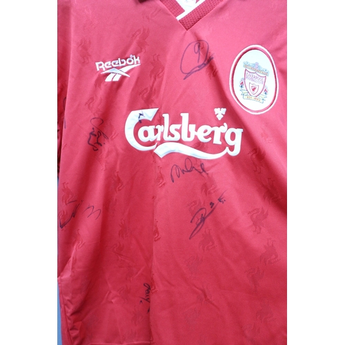 561 - Three Signed Football Shirts to include Liverpool and Arsenal (unknown Signatures