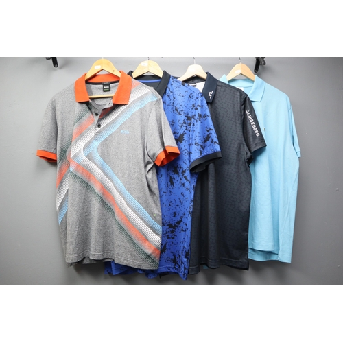 563 - 4 XXL golf shirts to include Galvin Green, BOSS, Lacoste & J Lindberg.