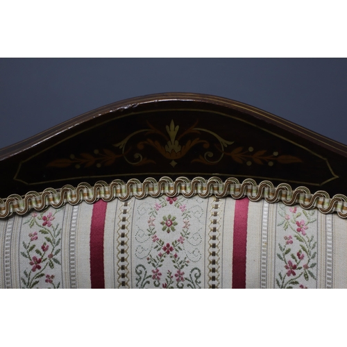 599 - Antique Mahogany Inlaid Corner Tub Chair finished in fine quality upholstery a nice solid example of... 