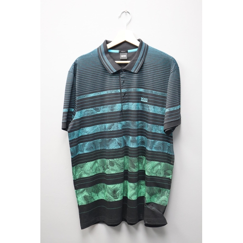 567 - HUGO BOSS Striped Polo Multi-Colour Shirt Size XXL