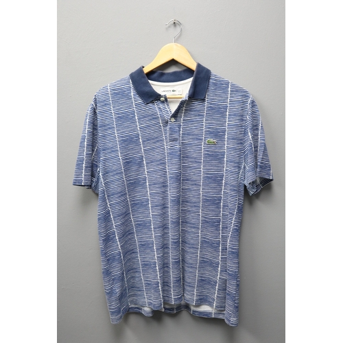 568 - Lacoste Blue Broken Stripe Polo Shirt Size XL