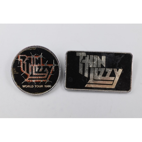 200 - Two Vintage Thin Lizzy Lapel Badges to include a World Tour 1980