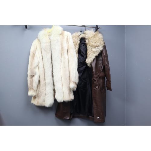 573 - Four Ladies Jackets To Include Woodland Leather Jacket (Size 14), Furs By Stephen Fur Coat, And Othe... 