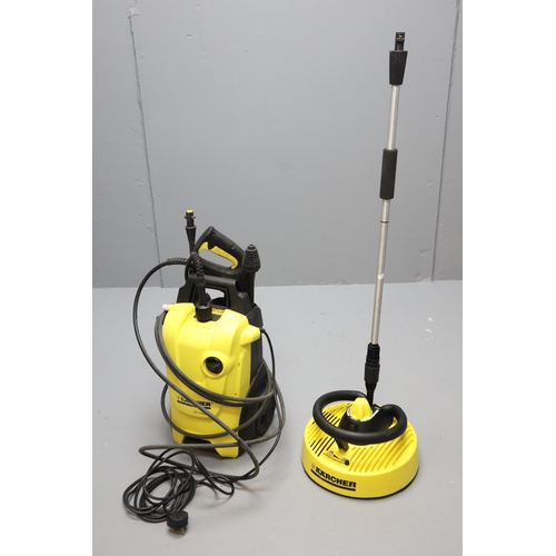 649 - KARCHER K4 Compact Pressure Washer with flag cleaner, 2 brushes, foam gun, 3 bottles car shampoo,&nb... 