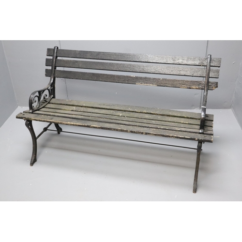 618 - Wood & Wrought Iron Garden Bench Approx 48