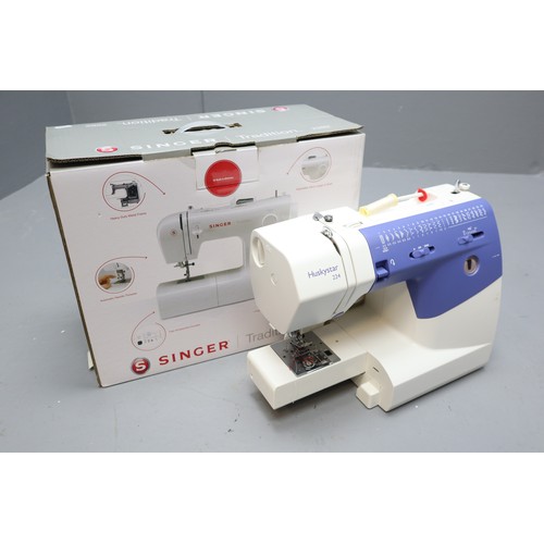 619 - Two Sewing Machines to include a Brand New Boxed Singer Tradition 2282 working when tested and a Hus... 