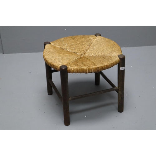 584 - Vintage Hand Made French Rattan Based Stool