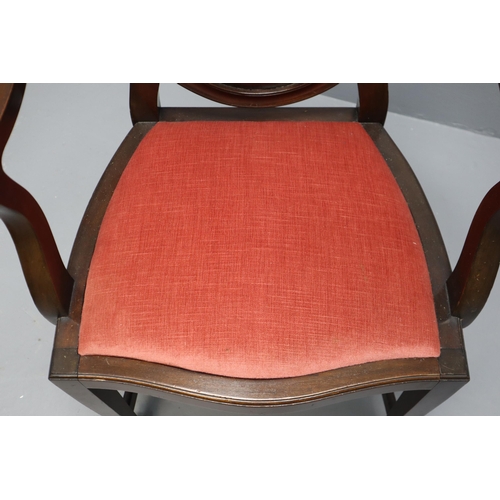 622 - Vintage Hepplewhite Style Elbow Chair with a Seat base dressed in Pink Valour Material, a nice solid... 