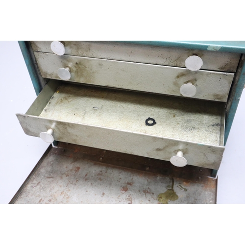 663 - Hand Made Vintage metal Storage Box with Three Internal Drawers complete with some tools contents ap... 