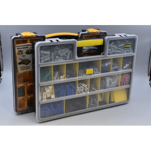 710 - Two Compartment Organiser Cases Complete with Contents Including Nails, Screws and More