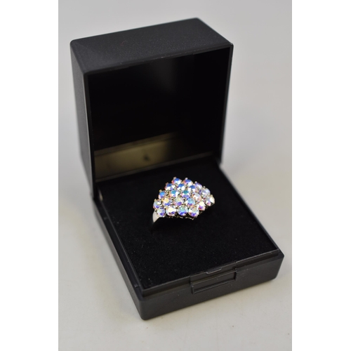 18 - Silver 925 Multi Stone Ring Size N Complete with Presentation Box