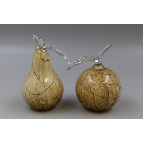 209 - Murano Style Art Glass Beige Pear and Apple Set, Pear A/F