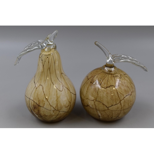 209 - Murano Style Art Glass Beige Pear and Apple Set, Pear A/F