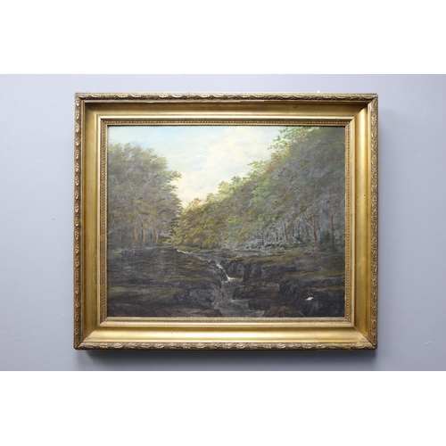 394 - Original Oil on Canvas of Country Scene in Gilt Framed Mount (Artist Unknown) 25