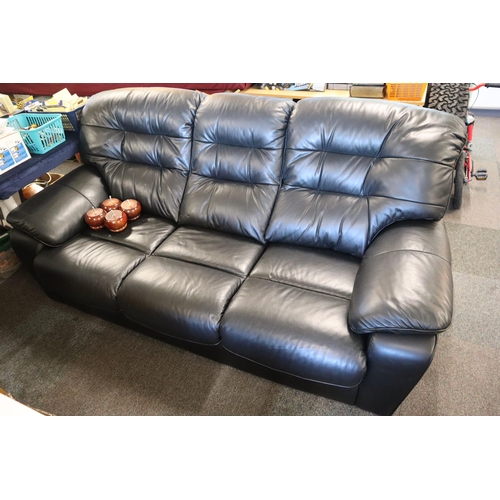 517 - Fine Quality Soft Black Leather Suite Consisting of a Three seater Settee and a Electric reclining C... 