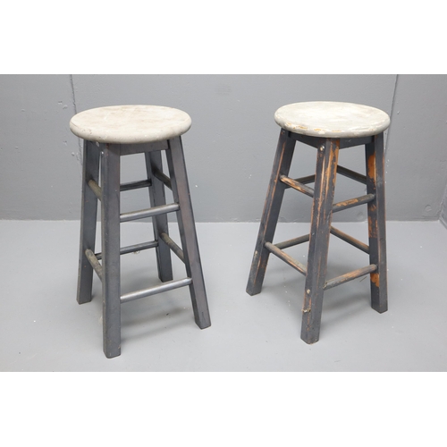 539 - Pair of Silvered Wooden Stools (2ft High / 12