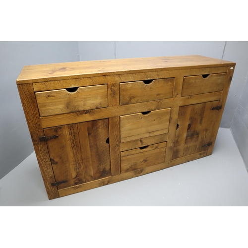 611 - Heavy Rustic Pine Sideboard with 5 Drawers and 2 Cabinets (5ft x 18