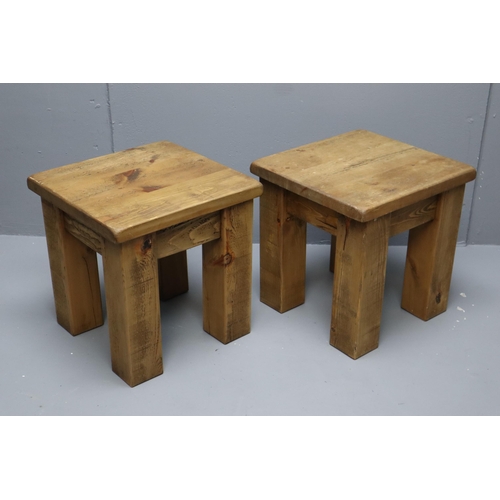 612 - Two Matching Heavy Rustic Pine Side Tables (17