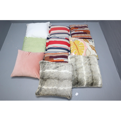 933 - Selection of 10 Cushions including a Matching Pair of Outdoor, all Removeable for Washing (Largest 1... 