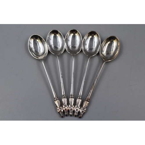 3 - Five 925 silver George V tea spoons