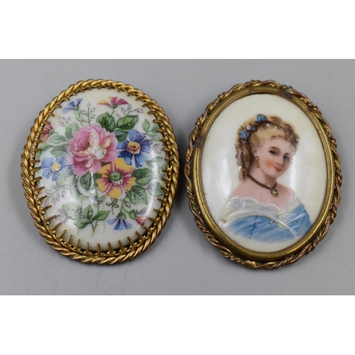 11 - Pair of Vintage Limoges Brooches