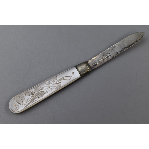 18 - Hallmarked silver mother of pearl pocket knife