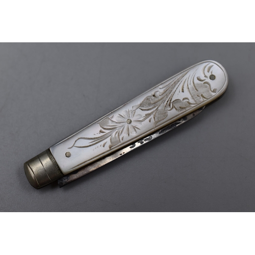 18 - Hallmarked silver mother of pearl pocket knife