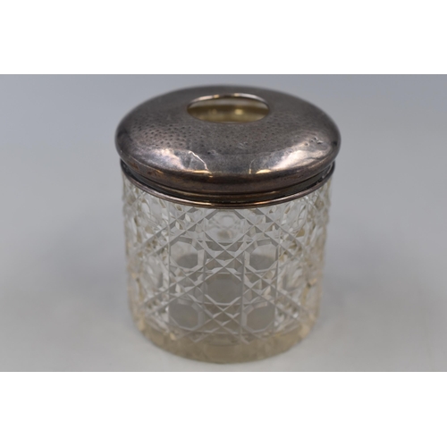 32 - Hallmarked Silver Lidded Hair Tidy/Dressing Table Pot