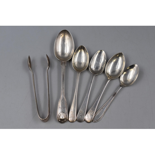 40 - Five Silver 925 Tea-Spoons and Pair of Silver Sugar Nips