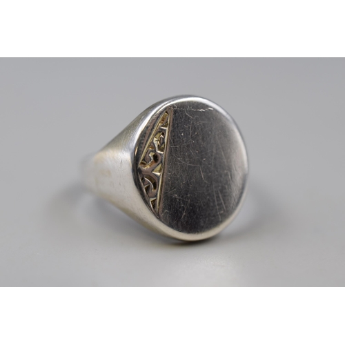 46 - Silver Signet Ring (Size Z) Complete with Presentation Box