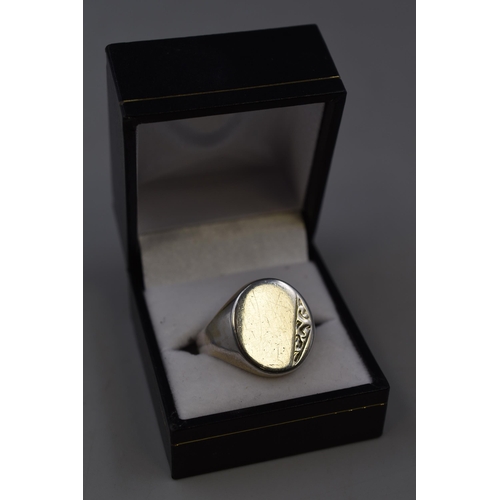 46 - Silver Signet Ring (Size Z) Complete with Presentation Box