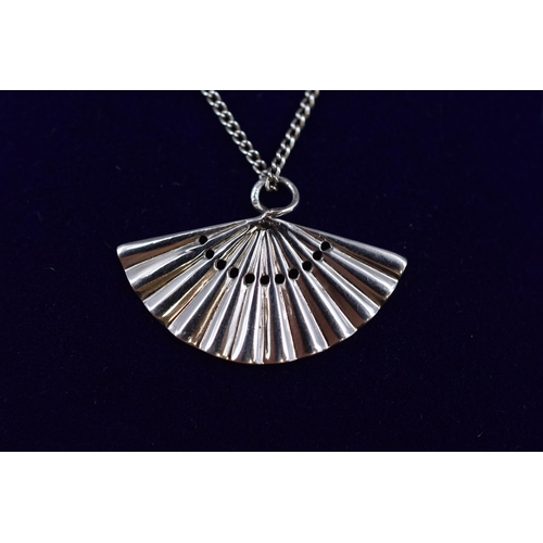 47 - Silver 925 Fan Pendant Necklace Complete with Presentation Box