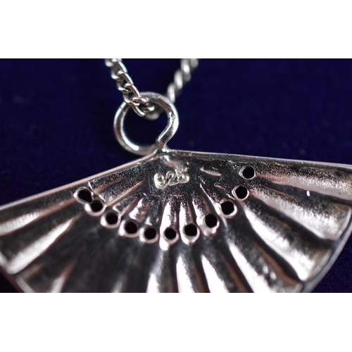 47 - Silver 925 Fan Pendant Necklace Complete with Presentation Box