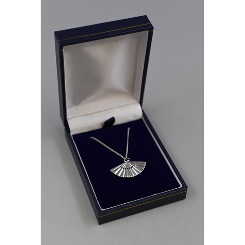 47 - Silver 925 Fan Pendant Necklace Complete with Presentation Box