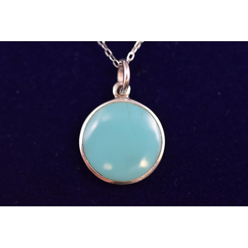 48 - Silver 925 Turquoise Pendant Necklace Complete with Presentation Box