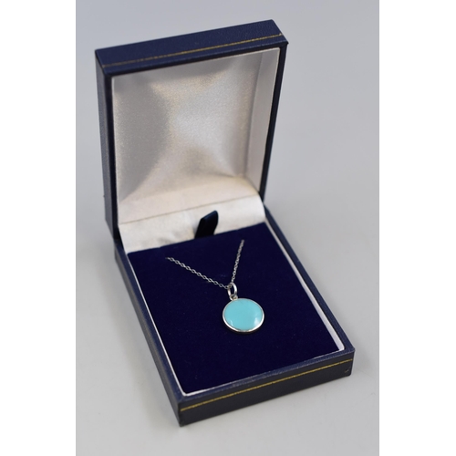 48 - Silver 925 Turquoise Pendant Necklace Complete with Presentation Box