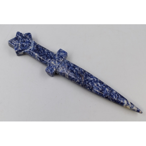 55 - Natural Hand Carved Blue Sodalite Crystal Ceremonial Dagger