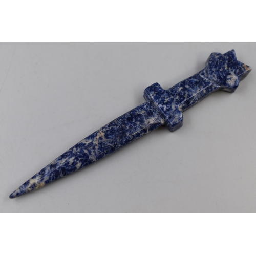 55 - Natural Hand Carved Blue Sodalite Crystal Ceremonial Dagger