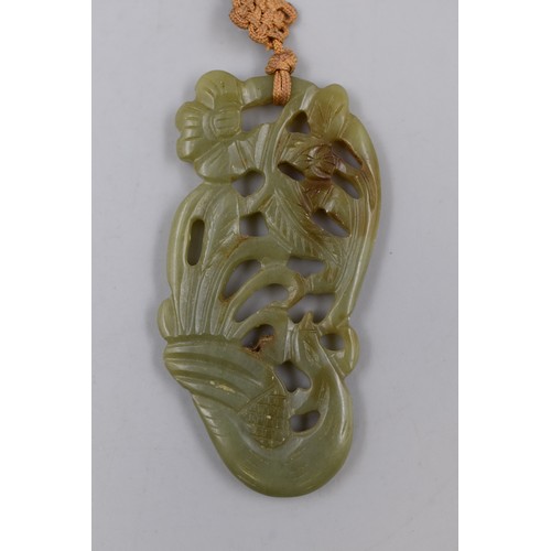 61 - Vintage Oriental Jade pendant on Leather Strap