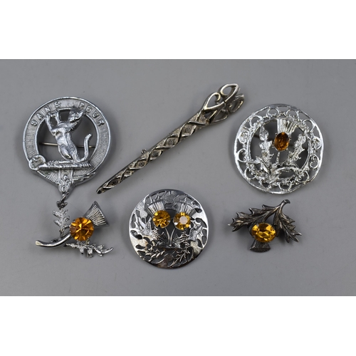 73 - A Selection of Six Celtic Style Brooches, Includes Four Thistle Brooches