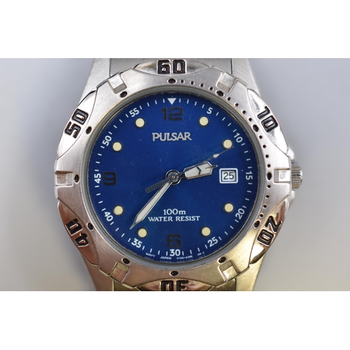 93 - A Pulsar Stainless Steel Divers Watch, In Presentation Box