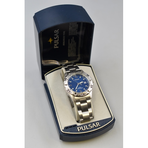 93 - A Pulsar Stainless Steel Divers Watch, In Presentation Box