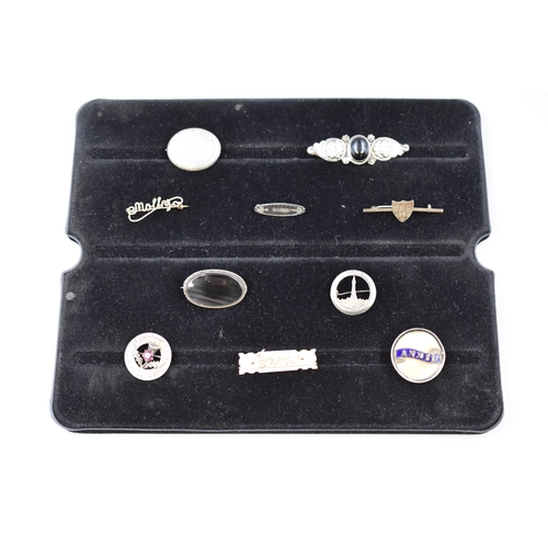 103 - Ten Vintage Brooches To Include Hallmarked Chester Silver, And Other Pieces of Silver