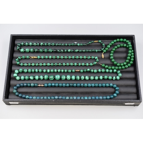 124 - Selection of 5 Malachite Beaded Necklaces (Total Weight 428 grams)