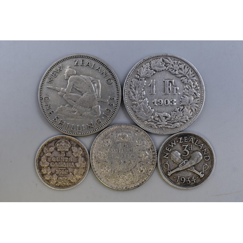 153 - Five Silver Foreign Coins