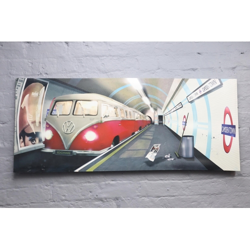 721 - A London Underground/VW Campervan Canvas Print, Approx 20