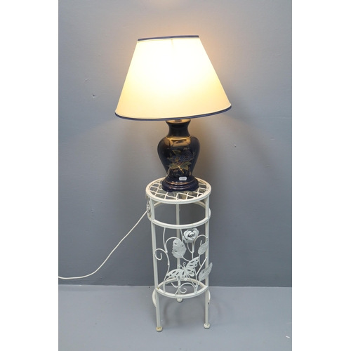 723 - Wrought Iron Plant / Lamp Stand and a Ceramic Floral Table Lamp