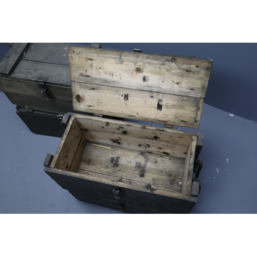 738 - Four Vintage Wooden Amo Storage Boxes with Rope Handles approx 22