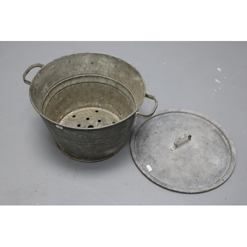 758 - Vintage Galvanised Wash Tub with Posser (16