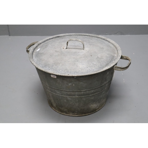 758 - Vintage Galvanised Wash Tub with Posser (16